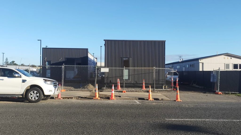The completed modular clinic at 109 Canning Road, Hastings, seen from the street under a clear sky