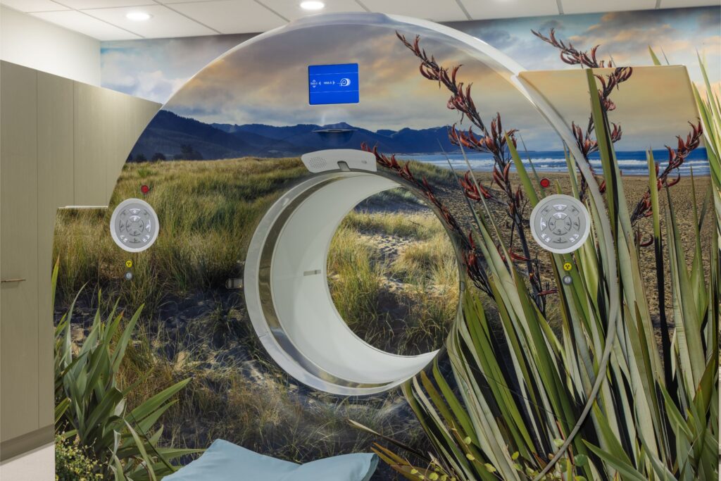 4 Murray Place - PET-CT scanner room with New Zealand dune mural